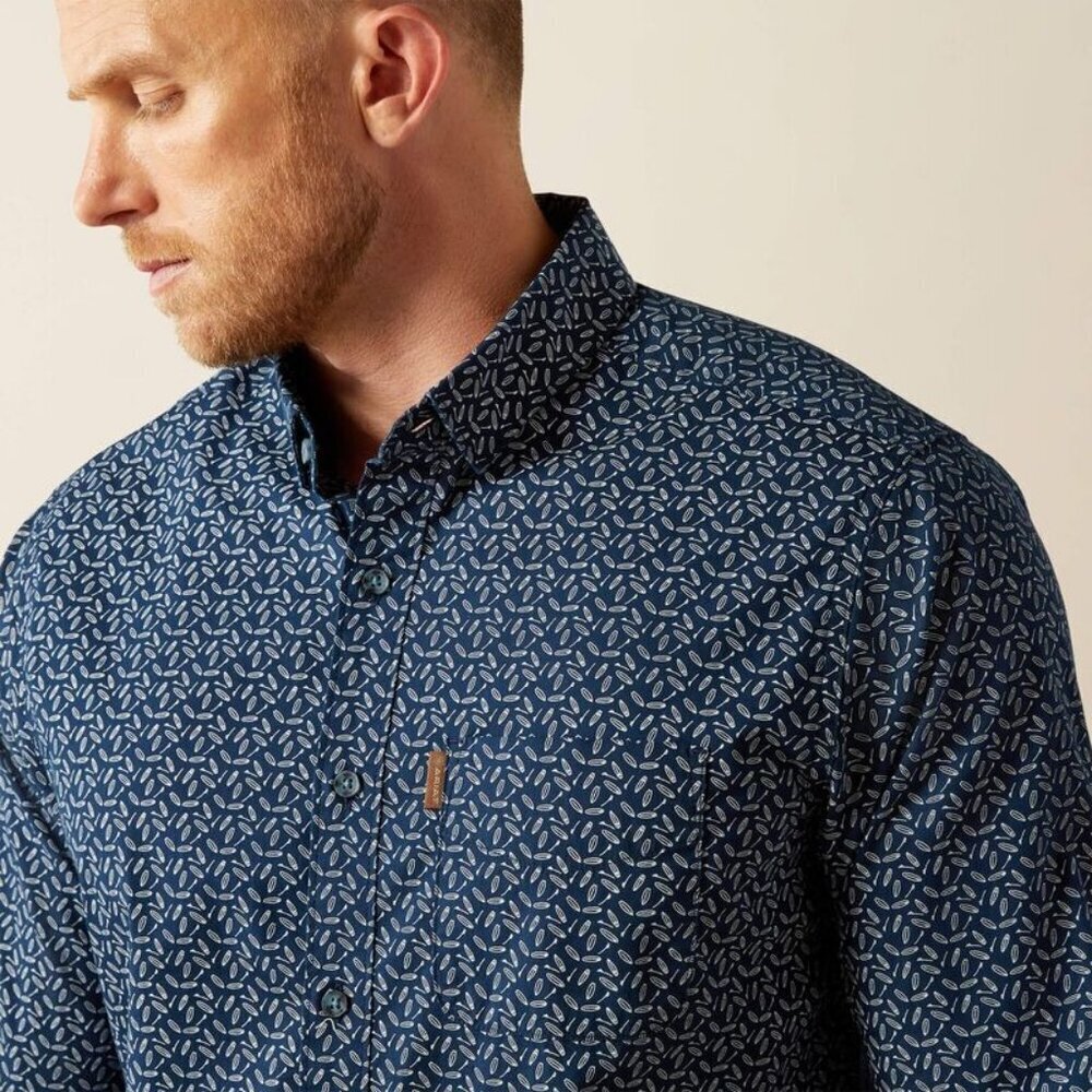 Ariat Men's Long Sleeve Marin Modern Fit Button Shirt Navy 10054854